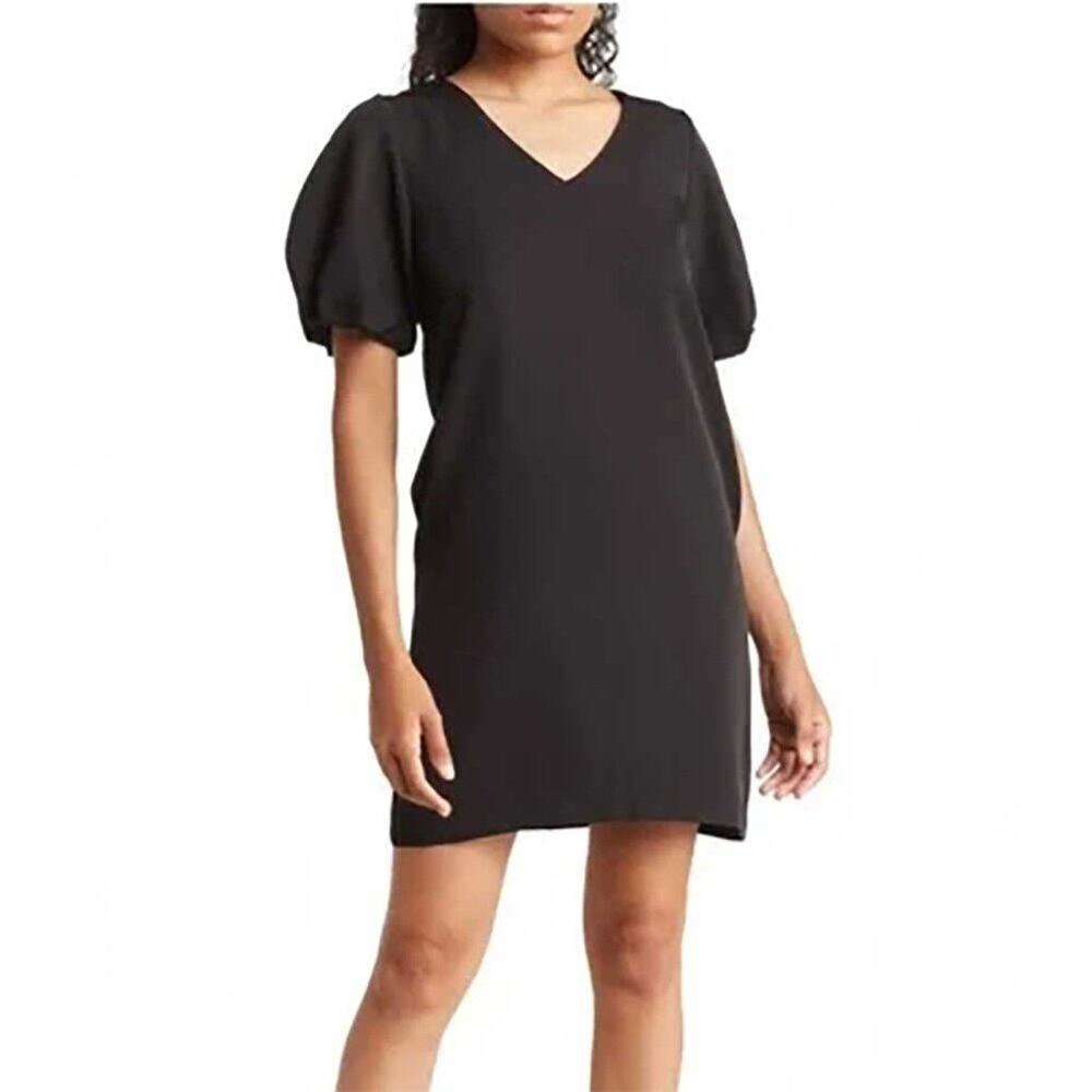 Sam Edelman puff short sleeve shift dress black LBD